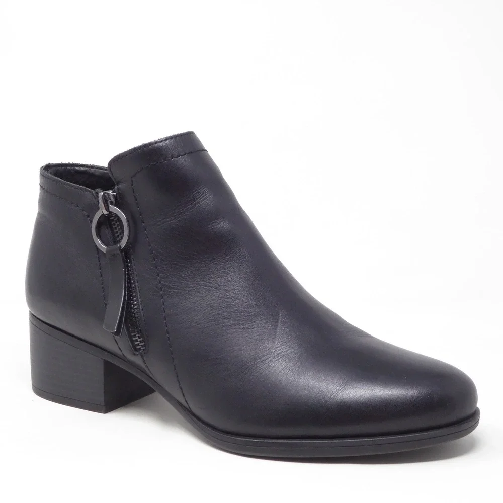 Naturalizer Women Ankle Boots Black Leather Side Zip Denali 10M